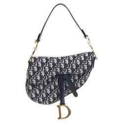Pre Owned Dior Blue Diorissimo Canvas and Leather Saddle Bag