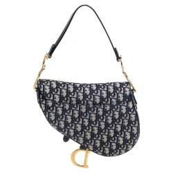 Pre Owned Dior Blue Diorissimo Canvas and Leather Saddle Bag