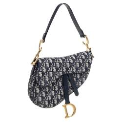 Pre Owned Dior Blue Diorissimo Canvas and Leather Saddle Bag