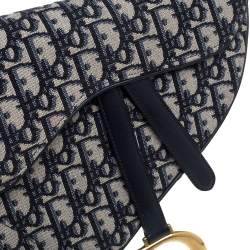 Pre Owned Dior Blue Diorissimo Canvas and Leather Saddle Bag