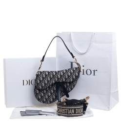 Pre Owned Dior Blue Diorissimo Canvas and Leather Saddle Bag