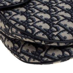 Pre Owned Dior Blue Diorissimo Canvas and Leather Saddle Bag