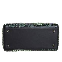 مملوكة مسبقًا Dior Black Animal Embroidered Leather Medium Lady Dior Shoulder Bag