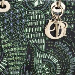 مملوكة مسبقًا Dior Black Animal Embroidered Leather Medium Lady Dior Shoulder Bag