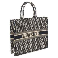 Pre Owned Dior Blue Oblique Canvas Book Tote