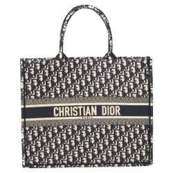 Pre Owned Dior Blue Oblique Canvas Book Tote