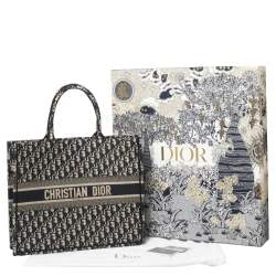 Pre Owned Dior Blue Oblique Canvas Book Tote