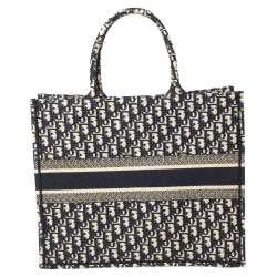Pre Owned Dior Blue Oblique Canvas Book Tote