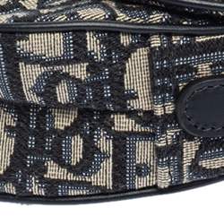 Pre Owned Dior Blue Oblique Canvas and Leather Saddle Bag
