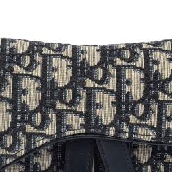 Pre Owned Dior Blue Oblique Canvas and Leather Saddle Bag