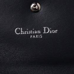 Dior Metallic Silver Micro Cannage Leather Diorama Wallet