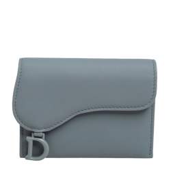 Pre Owned Dior Grey Ultramatte Leather Saddle 5-Gusset Card Holder