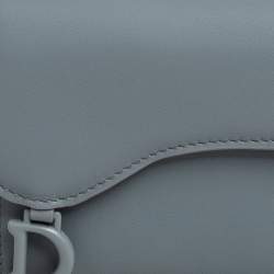 Pre Owned Dior Grey Ultramatte Leather Saddle 5-Gusset Card Holder