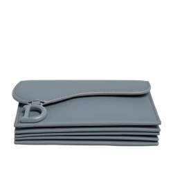 Pre Owned Dior Grey Ultramatte Leather Saddle 5-Gusset Card Holder