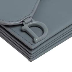Pre Owned Dior Grey Ultramatte Leather Saddle 5-Gusset Card Holder