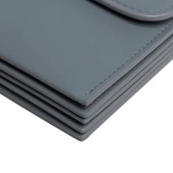Pre Owned Dior Grey Ultramatte Leather Saddle 5-Gusset Card Holder