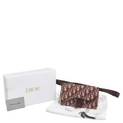 Pre Owned Dior Burgundy Oblique Canvas and Leather Saddle Belt Bag