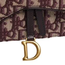 Pre Owned Dior Burgundy Oblique Canvas and Leather Saddle Belt Bag