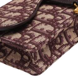 Pre Owned Dior Burgundy Oblique Canvas and Leather Saddle Belt Bag