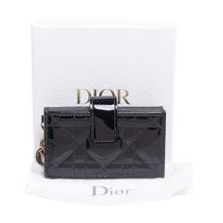 مملوكة مسبقًا  Dior Black Cannage Patent Leather Lady Dior Gusset Card Case 