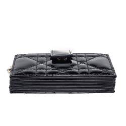 مملوكة مسبقًا  Dior Black Cannage Patent Leather Lady Dior Gusset Card Case 