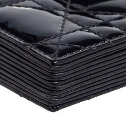 مملوكة مسبقًا  Dior Black Cannage Patent Leather Lady Dior Gusset Card Case 