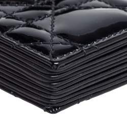 مملوكة مسبقًا  Dior Black Cannage Patent Leather Lady Dior Gusset Card Case 