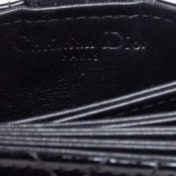 مملوكة مسبقًا  Dior Black Cannage Patent Leather Lady Dior Gusset Card Case 