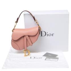 Pre Owned Dior Pink Leather Saddle Shoulder Bag