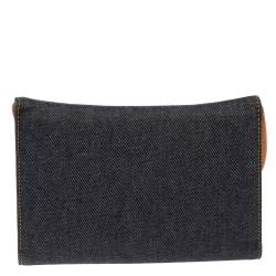 Pre Owned Dior Navy Blue Denim Saddle Trifold Continental Wallet
