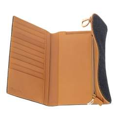 Pre Owned Dior Navy Blue Denim Saddle Trifold Continental Wallet