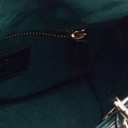 Pre Owned حقيبة يد توتس ديور ليدي ديور جلد ثعبان أخضر بسلسلة صغيرة