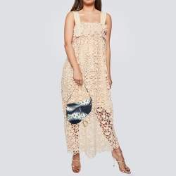 Pre Owned Dior Navy Blue/White Python Saddle Shoulder Bag