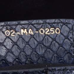 Pre Owned Dior Navy Blue/White Python Saddle Shoulder Bag