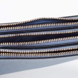 Pre Owned Dior Blue Leather Saddle Triple Zip Crossbody Bag