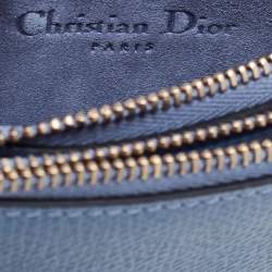 Pre Owned Dior Blue Leather Saddle Triple Zip Crossbody Bag