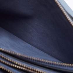 Pre Owned Dior Blue Leather Saddle Triple Zip Crossbody Bag