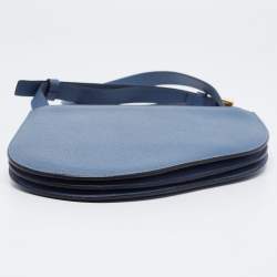 Pre Owned Dior Blue Leather Saddle Triple Zip Crossbody Bag