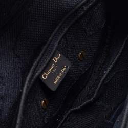Pre Owned Dior Navy Blue Canvas Camouflage Embroidered Saddle Bag