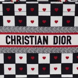 مملوكة مسبقًا Dior Multicolor DiorAmour D-Chess Embroidered Canvas Medium Book Tote
