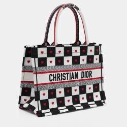 مملوكة مسبقًا Dior Multicolor DiorAmour D-Chess Embroidered Canvas Medium Book Tote