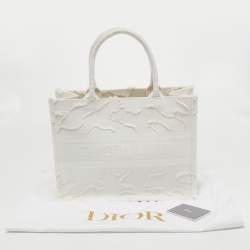 Pre Owned Dior White Camouflage Canvas Medium Book Tote