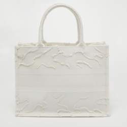 Pre Owned Dior White Camouflage Canvas Medium Book Tote