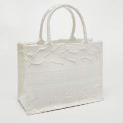 Pre Owned Dior White Camouflage Canvas Medium Book Tote