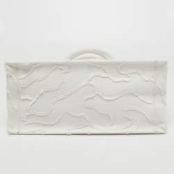 Pre Owned Dior White Camouflage Canvas Medium Book Tote