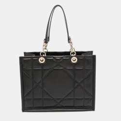 Medium Dior Essential Tote Bag Black Archicannage Calfskin