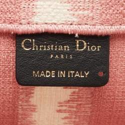 Dior Pink/White Oblique Embroidery Canvas D-Stripe Book Tote