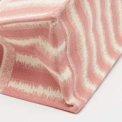 Dior Pink/White Oblique Embroidery Canvas D-Stripe Book Tote