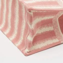 Dior Pink/White Oblique Embroidery Canvas D-Stripe Book Tote
