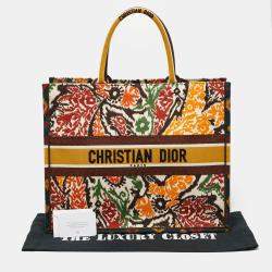 Pre Owned Dior Multicolor Paisley Embroidered Canvas Large Book Tote 